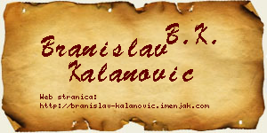 Branislav Kalanović vizit kartica